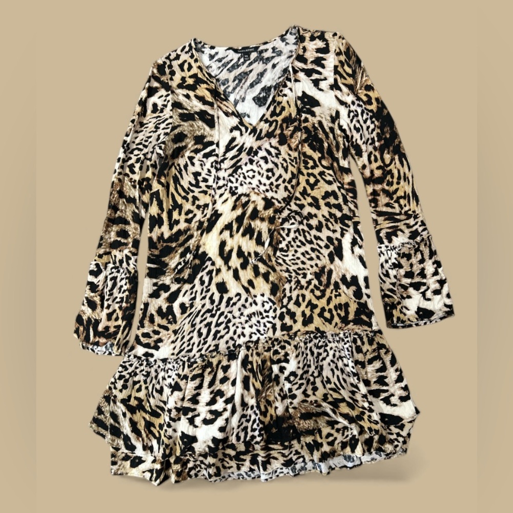 Banana Republic Leopard Print Drop-Waist Dress, size XS